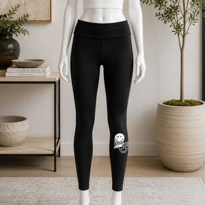 YiDian Womens Leggings Black Limited Edition Smiley Graphic Medium